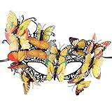 Zinniday Yellow Butterfly Masquerade Mask - Renfaire Elf Dance Party Lace Fairy Mask for Women Ladies Halloween Renaissance Fantasy Ball Prom Mardi Gras Wedding Wall Costume Dress Up Decoration