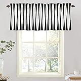 BaoNews Black Modern Curve Stripes Kitchen Valances for Windows,Black White Zebra Stripe Blackout Valances Curtains Multilayer Polyester Drapes for Kitchen Bedroom 1 Pack 52X18 Inches
