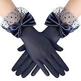 BABEYOND Lace Gloves for Women - Bow Short Prom Gloves Evening Elegant Accessories for Wedding Opera Party