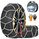 COCO BIRD Snow Chains, Wear-Resistant High Carbon Steel Anti Slip Tire Chain for Passenger Cars, Pickups, and SUVs, Set of 2 (KN140)