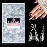 UNA GELLA Almond Nail Tips, 312PCS Half Cover Almond Shape Nail Tips Soft Gel Tips 12 Sizes Pre-shape Acrylic Clear False Nails with Handles for Press on Nails Extension DIY Home Salon