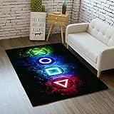 Gaming Area Rugs for Boys Cool Game Style Bedroom, Gamer Rug Boys Room Decor, Video Games Bedroom Carpet for Teens, Controller Gamepad Player Standing Throw Doormats Yoga Mat Black