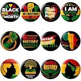 Black History Month Pins, 24 Pcs Black History Month Decorations Buttons African American BHM Festival Decor Black History Decorations buttons 12 Style Black History Month Buttons