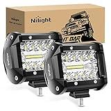 Nilight Led Light Pods 2PC 4Inch 60W Flood Spot Combo Triple Row Driving Lamp Roof Bumper Off Road LED Work Lights Pods for Van Camper Wagon Car Pickup Golf Cart ATV UTV SUV Truck Boat 4x4