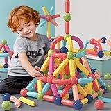 BAKAM 160PCS Magnetic Building Blocks for Kids Ages 4-8, STEM Construction Toys for Boys and Girls, Large Size Magnetic Sticks and Balls Game Set for Kid’s Early Educational Learning