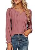 Blooming Jelly Womens Business Casual Tops Cute Long Sleeve Tops Ladies Tops and Blouses(X-Small,Pink)