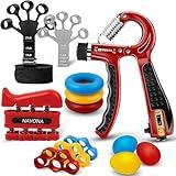 13 PCS Grip Strength Trainer Kit, Hand Gripper Strengthener, Forearm Strengthener, Finger Strengthener, Finger Exerciser, Stress Relief Ball, Forearm Workout Ring for Muscle Building and Injury Recover