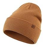 Home Prefer Men's Winter Hats Acrylic Knit Cuff Beanie Cap Warm Daily Beanie Hat Camel