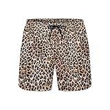 KSLIDS Leopard Print Mens Swim Trunks with Compression Liner Cheetah 2-in-1 Swimming Board Shorts 5 inches Inseam Fashion Funny Stretch Quick Dry Bathing Suits Beach Swimsuit with 4 Pockets -L, Large