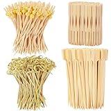 500PCS Cocktail Picks Kit, 4 Styles Fancy Toothpicks for Appetizers, 3 Sizes Long Bamboo Skewers, Decorative Wooden Cocktail Sticks for Party Supplies Food Drinks Fruit Charcuterie Boards Accessories
