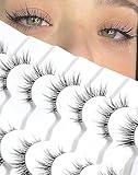 Natural Lashes That Look Like Extensions Strip Lashes Natural Look Thin Band Wispy Eyelashes 13mm Cat Eye False Eyelashes Foxy Eye Lashes 12 mm 7 Pairs S10