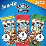 Blue Diamond Almonds Snack Nut Variety Pack for Kids, Office, School, On-the-go, 0.75 oz Gluten Free Individual Packs, Wasabi & Soy Sauce, Lightly Salted, and Smokehouse (Pack of 1,24 Count Total)
