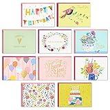 Hallmark Pack of 30 Assorted Boxed Greeting Cards, Good Vibes—Birthday, Thinking of You, Thank You , Blank Cards