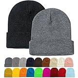 ZOORON 1&2 Pack Beanie for Men Women Slouchy Beanie Hats Winter Knit Caps Soft Ski Hat Unisex