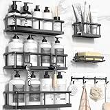 YASONIC Shower Caddy, 6 Pack Large Capacity shower Organizer with Soap Holder and 12 Hooks, Rustproof Shower Shelves for Inside Shower, No Drilling&Sleek Bathroom Organizers and Storage