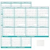 24" x 36" 2025 Wall Calendar, Folded Wet & Dry Erase Wall Calendar 12 Month, Annual Yearly Planner Yearly Laminated Calendar 2025 Horizontal/Vertical, with Julian Dates