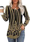 OFEEFAN Blouses for Women Dressy Casual Long Sleeve Tops Fall Outfits Winter Tunic Tops for Leggings Black 2XL