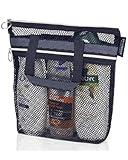 DV Lifestyle Mesh Shower Bag 10.2x9.9'' Quick-Dry Caddy with Zipper & 2 Pockets. Portable Toiletry Tote for Bathroom, Gym, Travel, Camp, Beach, for Sunscreen, Dorm & College Essentials (Black)