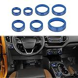 JWWY Air Conditioner Headlight Switch Knob 4WD Wheel Drive Trailer Gear Shift Switch Knob Cover for 2021-2025+ Ford Bronco Sport Accessories Aluminum Alloy 7PCS Blue（Don't fit Bronco）