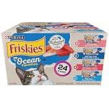 Purina Friskies Ocean Favorites Wet Cat Food Pate and Meaty Bits Variety Pack With Salmon and Tuna - (Pack of 24) 5.5 oz. Cans