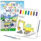 Paint with Water Coloring Books for Toddlers, Traffic Theme Mess Free Watercolor Painting Papers for Kids Water Color Paint Kit Art Craft Birthday Gift for Ages 1-3, 4-8