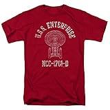 Popfunk Star Trek USS Enterprise Distressed Retro T Shirt (Large) Cardinal [Apparel]