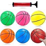 Shindel 6.3 inches Mini Toy Basketball, 6PCS Basketball with Pump for Toddlers, Colorful Kids Mini Toy Basketball Rubber Basketball for Kids Teenagers for Pool, Indoors, Outdoors