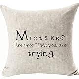 Cushion Covers Double Side Throw Pillowcases Business Education Motivational Inspirational Sayings Art Home Classroom Office Decor Color:Mistakes are Proof That You are Trying