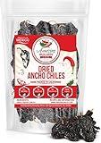 Dried Ancho Chiles Peppers 4 oz, Natural and Premium. For Recipes Like Mexican Mole, Sauces, Stews, Salsa, Meats, Enchiladas. Mild to Medium Heat, Sweet & Smoky Flavor. Air Tight Resealable Bag