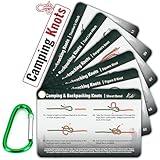 Kutir Outdoor Knots Mastery Guide - Essential Backpacking, Scouting & Camping 12 Portable Pocket Size Knot Cards - Waterproof Portable Reference with Mini Carabiner