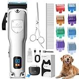 FuzzyFix Dog Clippers for Grooming for Thick Heavy Coats, Professional Pet Grooming Clippers Supplies Kit Low Noise Rechargeable Stainless Steel Hair Trimmer with Ceramic Blade for Dogs Cats Animals