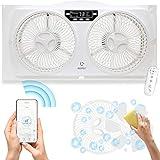 Aspen Smart Window Dual Fan | WiFi App Controlled 3 Speed + Multi-Function Detachable Blades Easy Clean Reversible Air Flow Twin Window Fan | Compatible with Alexa, Google Assistant