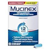 Mucinex 12 Hour 1200mg Maximum Strength Guaifenesin Chest Congestion & Mucus Relief, Guaifenesin Expectorant Aids Mucus Removal, Chest Decongestant for Adults, Dr Recommended, 42ct Tablets