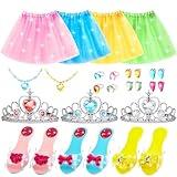 Princess Dress Up for Girls Aged 3 4 5 6, Dress Up Clothes for Girls & Jewelry Boutique, Princess Skirts, Shoes, Toys Boutique, Princess Dress Up Costumes Set for Halloween, Christmas, Birthday Gift
