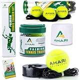 Ahari Unlimited Premium Tennis Trainer Set, Pro Tennis Rebounder with Metal Base in a Carrying Cylinder, 3 Replacement Rebound Balls, & Wristband, Portable Tennis Practice Equipment for Solo Training.