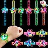 JOYIN 12 Pack LED Light Up Spinner Bracelets, Glow in The Dark Fidget Party Favors for Kids, Birthday Goodie Bags Stuffers, Treasure Box Toys for Classroom