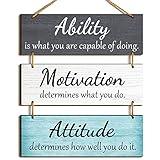 Jetec Office Wall Decor Inspirational Rustic Motivational Plaques with Sayings Wooden Hangings Ability Sign Bathroom for Home Office Art Decoration(Fresh Color)