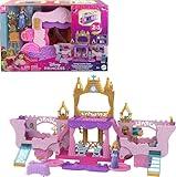 Mattel Disney Princess Toys, Carriage to Castle Transforming Playset with Aurora Small Doll, 4 Figures, Furniture & Accessories