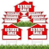 Rogue River Tactical 9 Piece Estate Sale Yard Sign Double Sided With Stake - Large, 17 Inch By 13 Inch With Arrows Arrow