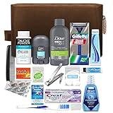 Convenience Kits International Men’s Premium 20-Piece Kit with Travel Size TSA Compliant Essentials, Featuring: Dove Men & Care Products in Brown Dopp Bag