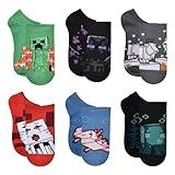 Minecraft Boys Pack Socks, Multi Color (6-Pack), 9-11