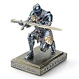 Amoysanli Medieval Armored Warrior Knight Pen Holder Desk Organizers and Accessories Resin Pencil Holder Paperweight as Gift with a Cool Letter Opener for Desk (Blue)