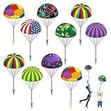 utosday Parachute Toy Outdoor Flying Parachute for Kid, Throwing Children's Flying Toys with Small Figures, Top Indoor & Outdoor Hand Throw Soliders for 3 4 5 6 7 8 9 10 11 12 Year Old (10PCS)