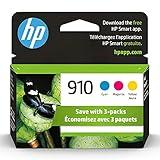 HP 910 Cyan, Magenta, Yellow Ink Cartridges | Works with HP OfficeJet 8010, 8020 Series, HP OfficeJet Pro 8020, 8030 Series | Eligible for Instant Ink | 3YN97AN, 3 Count (Pack of 1)