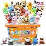 32Pcs Mini Plush Animals Toy Set Assortment Christmas Easter Bulk Stuffed Keychain Party Favors for Kids Small Animals Decorations Toys Carnival Prizes Birthday Goodie Bag Fillers