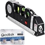 Qooltek Multipurpose Laser Level Horizon Horizontal Vertical Line 8ft+ Measure Tape Ruler Adjusted Standard and Metric Rulers