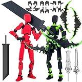 (Assembly Completed) T13 Action Figure Set, Titan 13 Robot Action Figure 3D Printed robo 13 Action Figure Articulated, Dummy 13 Lucky 13 Gift for Collectors Desktop Decorations, Black Green/Red Black