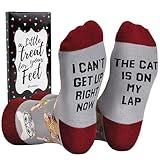 Cavertin Women's Novelty Socks with Gift Box Cat Lover Dog Mom Book Lover Cat Mom Llama Unicorn Sloth Corgi (Cat Lover)