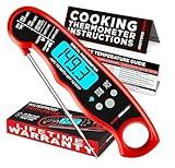 Alpha Grillers Instant Read Meat Thermometer for Cooking Grill and BBQ Griddle - Waterproof w/Backlight & Calibration for Food, Oven, Air Fryer Accessories, Kitchen Essentials, Stocking Stuffer Gifts