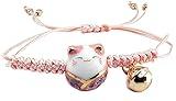 Pink Lucky Cat Maneki Neko Bacelet Adjustable Ceramic Bead Girls Clothing, Shoes and Jewelry